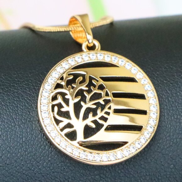 "Tree of Life Circle Pendant in Rose Gold, XPPT1322 - Picture 1 of 13